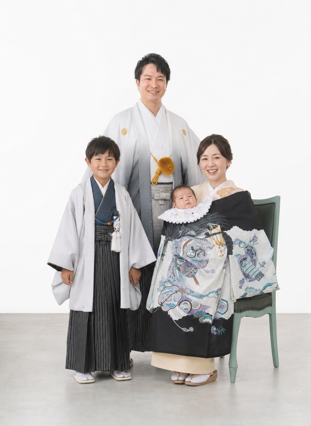 お宮参り家族和装1