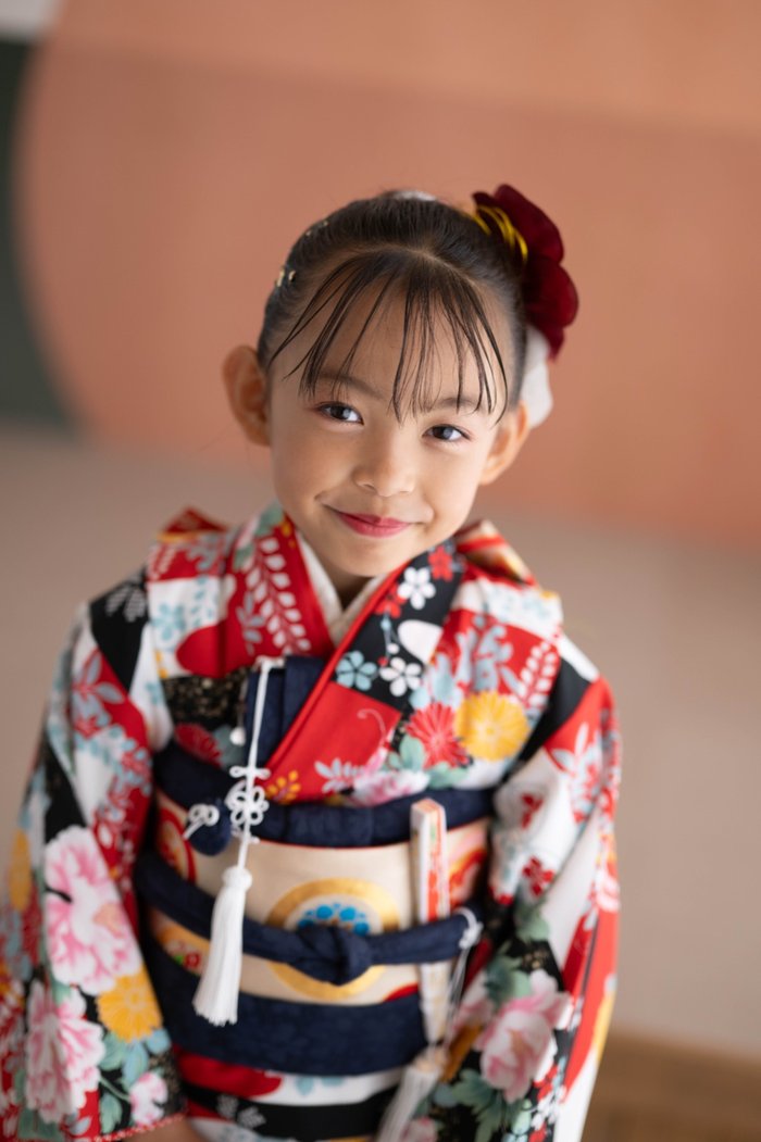 7歳七五三 赤い着物
