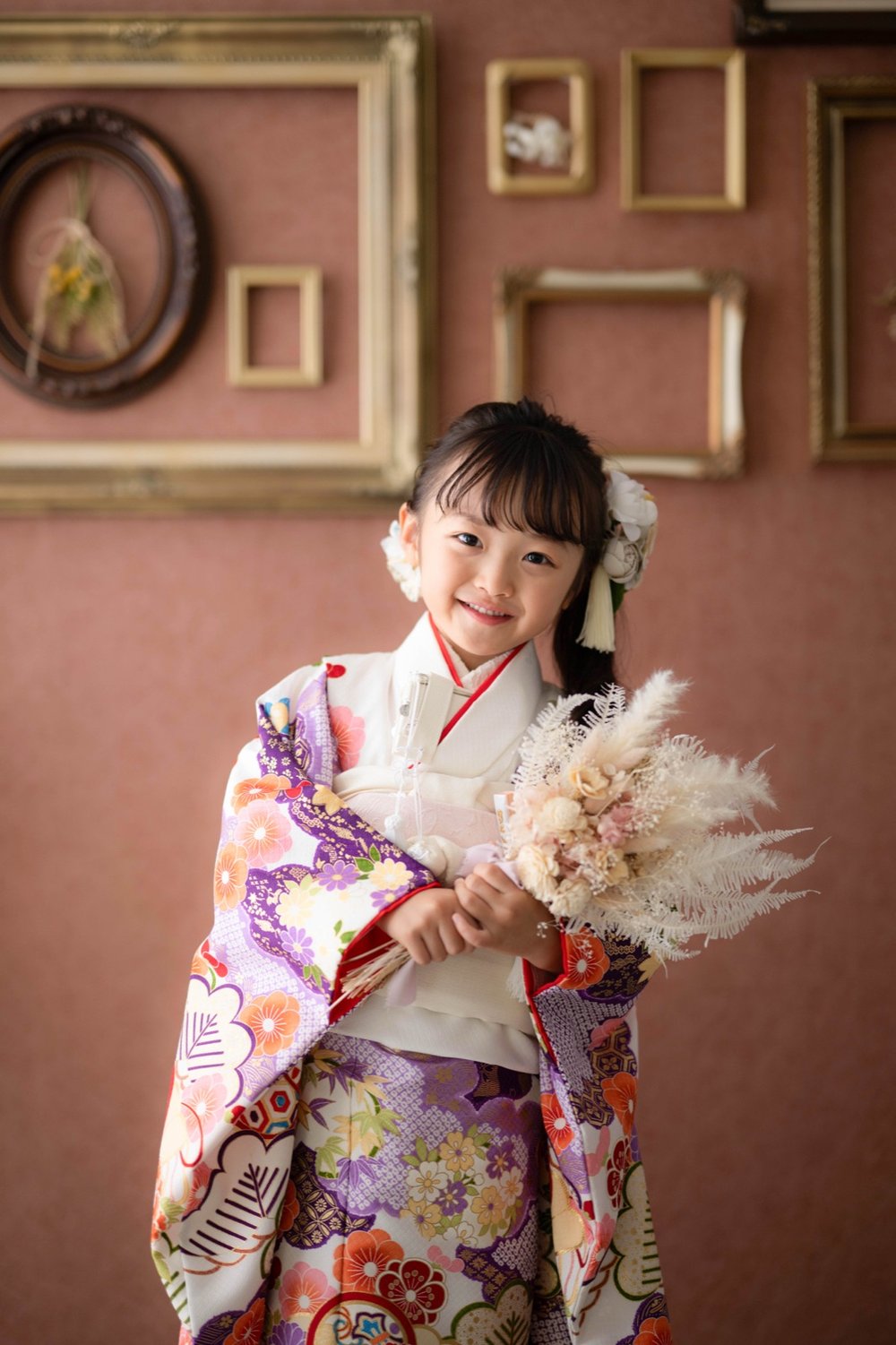 7歳七五三 四つ身着物とブーケ
