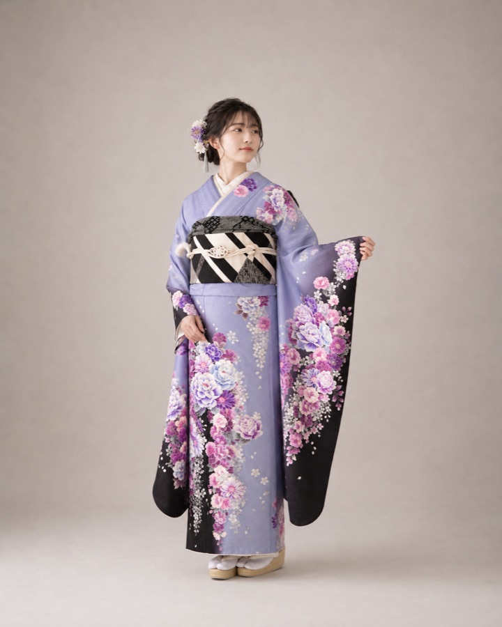 藤色の振袖