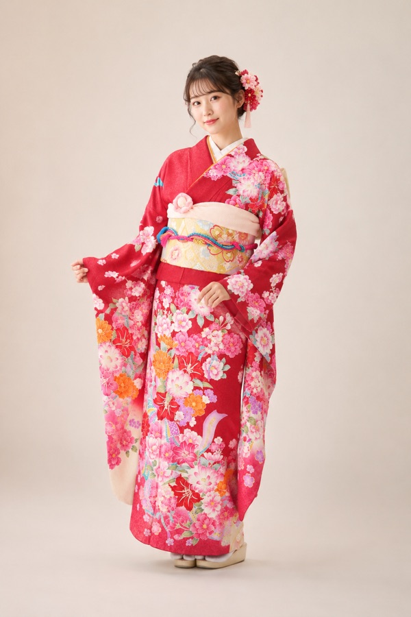 赤の振袖(桜柄)