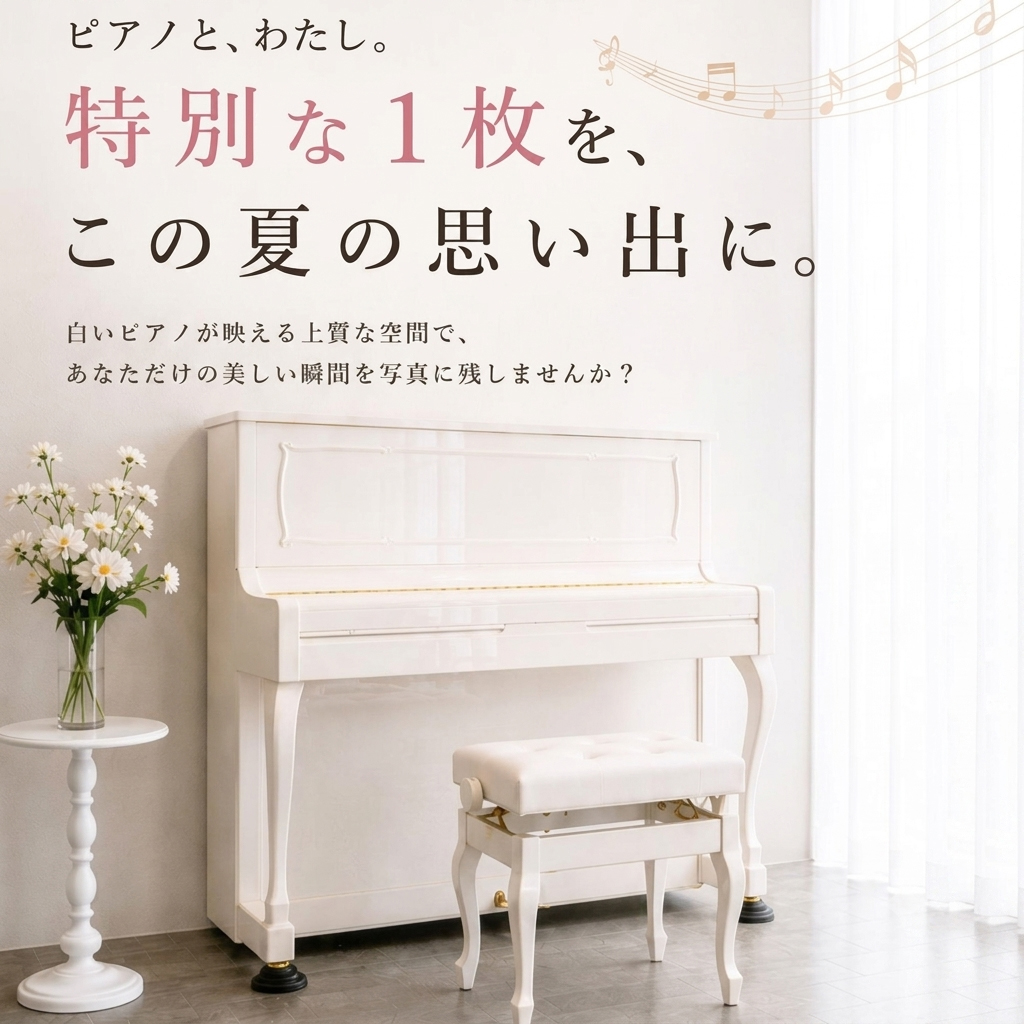 【期間限定】ピアノと、わたし。～“a piacere music salon”OPEN記念撮影イベント～